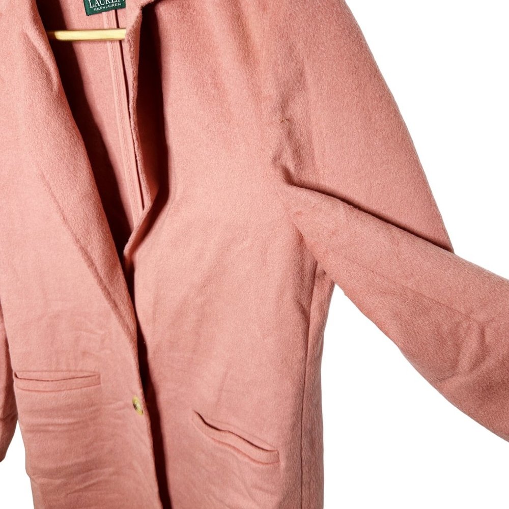 Lauren by Ralph Lauren Women's Small Wool Blend Long 2 Button Rose Pink Jacket - Picture 7 of 13